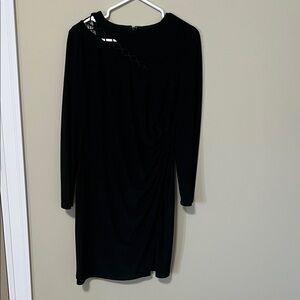 Lauren Ralph Lauren Black Long Sleeve Cocktail Dress with Neck Detail Size 12